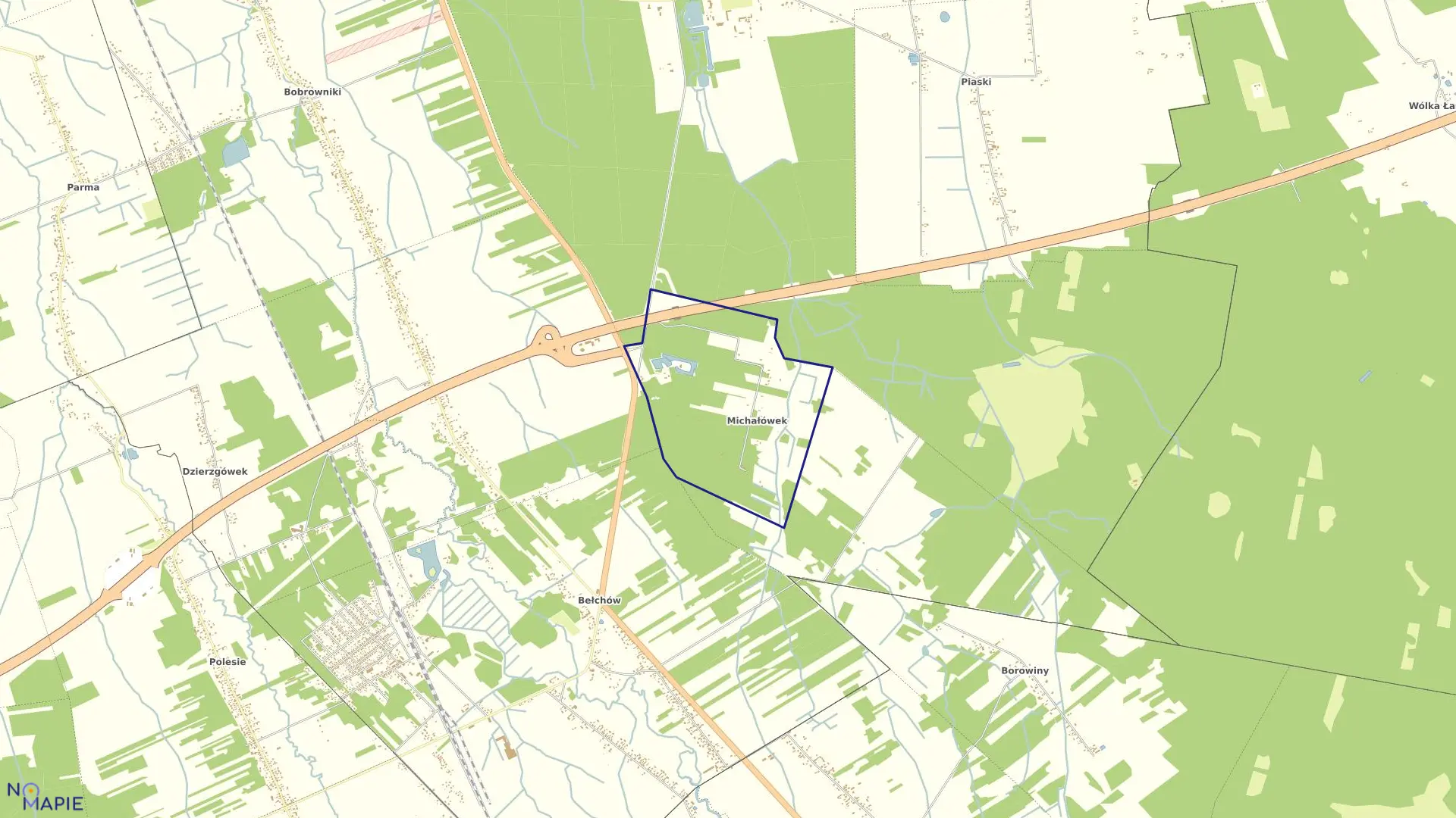 Mapa obrębu MICHAŁÓWEK w gminie Nieborów